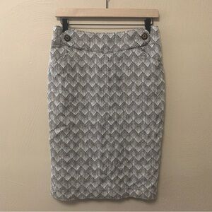 Tory Burch Xoona Skirt Tweed Herringbone Brown Cream Ivory Size 8